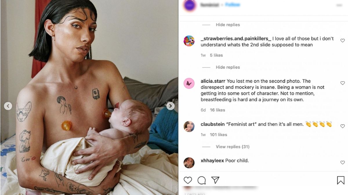 Baby Used as Breastfeeding Prop With Male In Disturbing 'Binary Shifting' Art